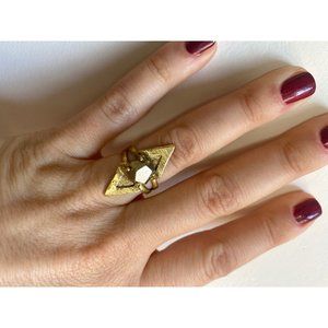 SANKTOLEONO Handmade Brass Pyrite Gypsy Ring  5.25